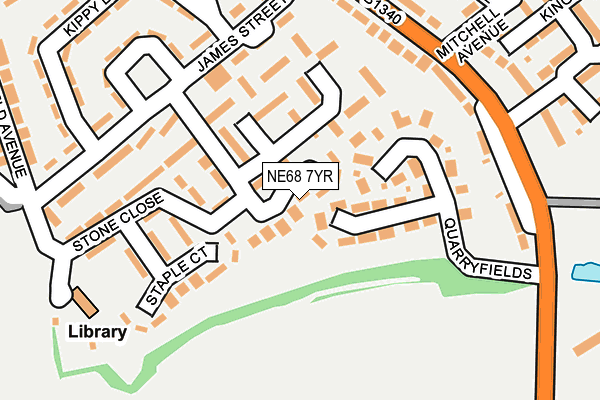 NE68 7YR map - OS OpenMap – Local (Ordnance Survey)