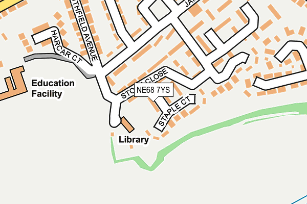 NE68 7YS map - OS OpenMap – Local (Ordnance Survey)