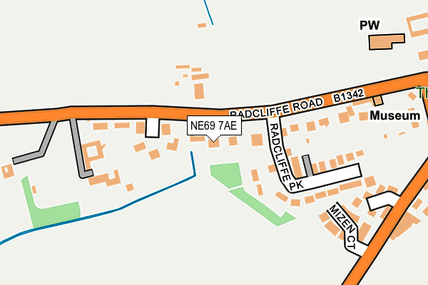 NE69 7AE map - OS OpenMap – Local (Ordnance Survey)
