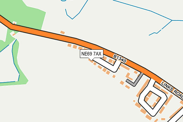 NE69 7AX map - OS OpenMap – Local (Ordnance Survey)