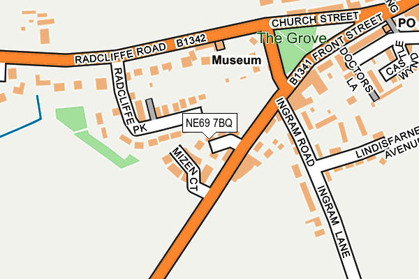 NE69 7BQ map - OS OpenMap – Local (Ordnance Survey)