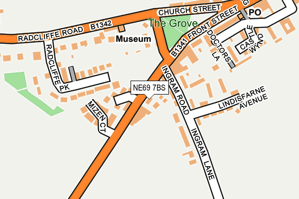 NE69 7BS map - OS OpenMap – Local (Ordnance Survey)