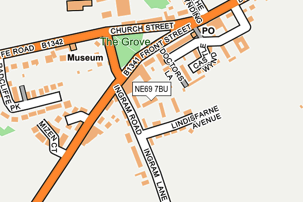 NE69 7BU map - OS OpenMap – Local (Ordnance Survey)