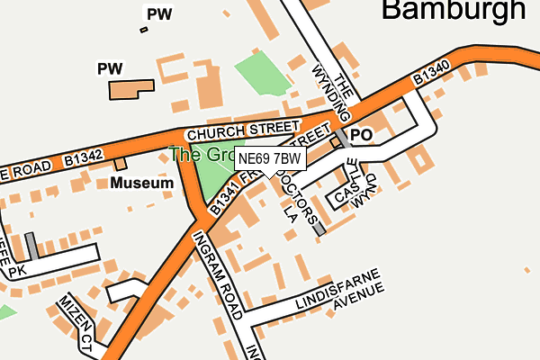 NE69 7BW map - OS OpenMap – Local (Ordnance Survey)