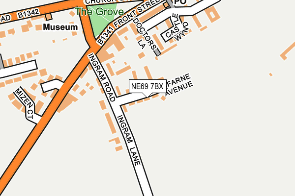 NE69 7BX map - OS OpenMap – Local (Ordnance Survey)