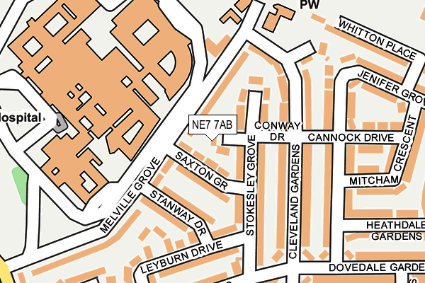 NE7 7AB map - OS OpenMap – Local (Ordnance Survey)