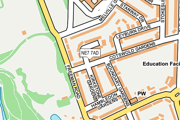 NE7 7AD map - OS OpenMap – Local (Ordnance Survey)