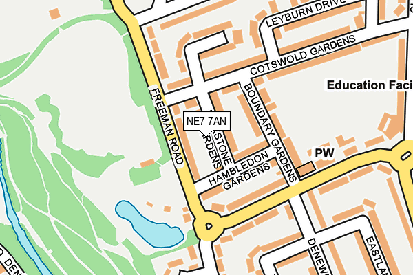 NE7 7AN map - OS OpenMap – Local (Ordnance Survey)