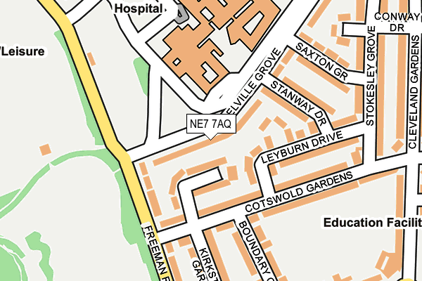 NE7 7AQ map - OS OpenMap – Local (Ordnance Survey)