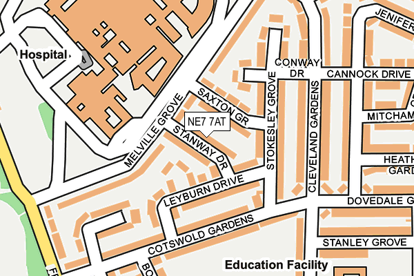 NE7 7AT map - OS OpenMap – Local (Ordnance Survey)