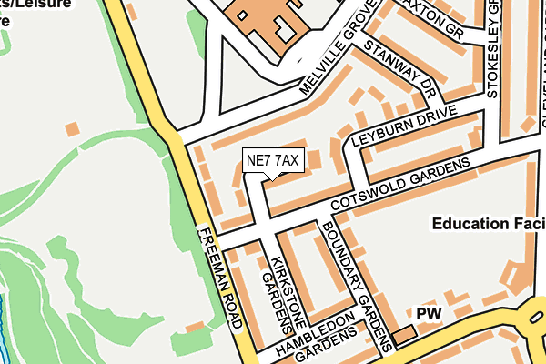 NE7 7AX map - OS OpenMap – Local (Ordnance Survey)