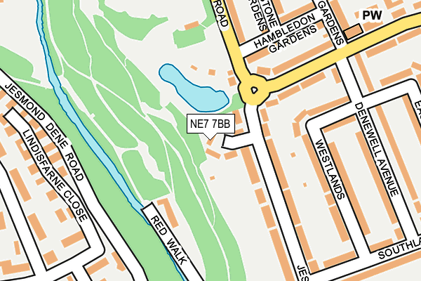 NE7 7BB map - OS OpenMap – Local (Ordnance Survey)