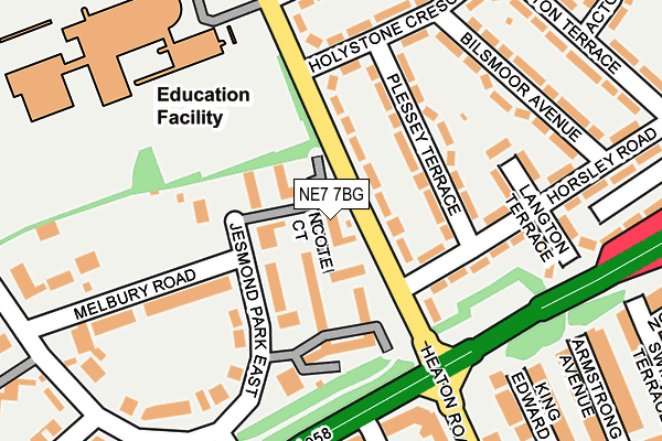 NE7 7BG map - OS OpenMap – Local (Ordnance Survey)