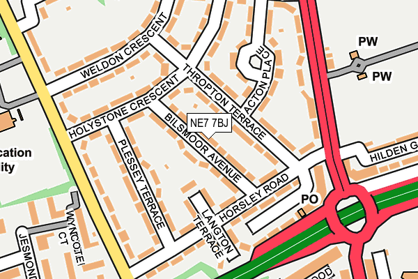 NE7 7BJ map - OS OpenMap – Local (Ordnance Survey)
