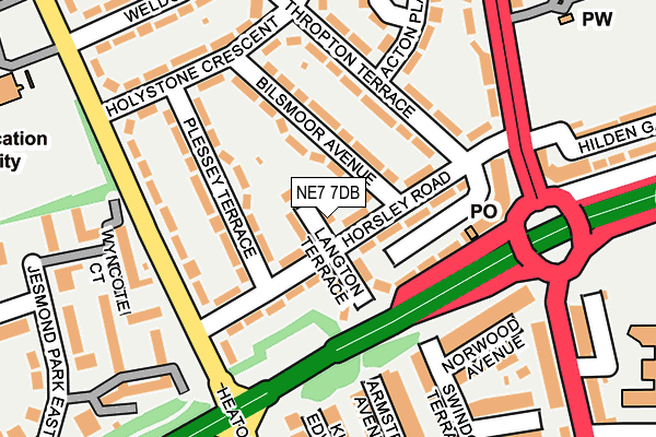 NE7 7DB map - OS OpenMap – Local (Ordnance Survey)