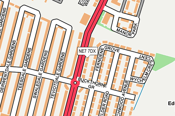 NE7 7DX map - OS OpenMap – Local (Ordnance Survey)