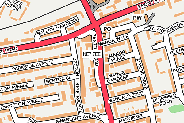 NE7 7EE map - OS OpenMap – Local (Ordnance Survey)