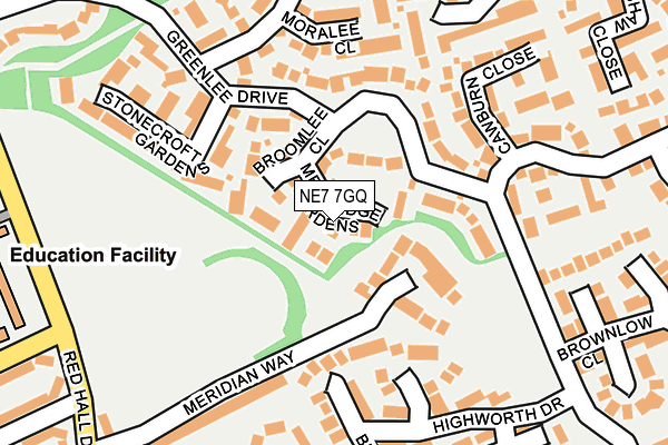 NE7 7GQ map - OS OpenMap – Local (Ordnance Survey)