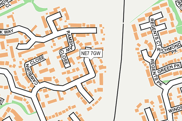NE7 7GW map - OS OpenMap – Local (Ordnance Survey)