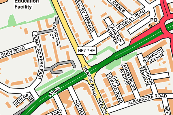 NE7 7HE map - OS OpenMap – Local (Ordnance Survey)