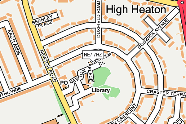 NE7 7HZ map - OS OpenMap – Local (Ordnance Survey)