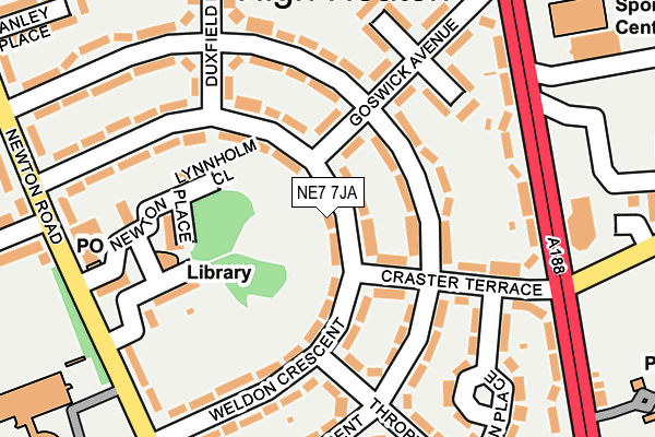 NE7 7JA map - OS OpenMap – Local (Ordnance Survey)