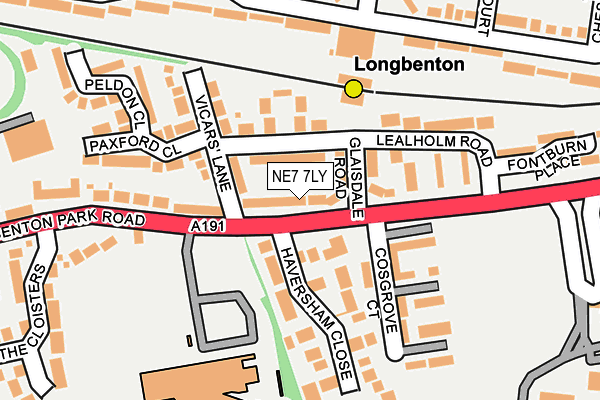 NE7 7LY map - OS OpenMap – Local (Ordnance Survey)