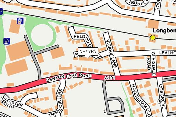 NE7 7PA map - OS OpenMap – Local (Ordnance Survey)