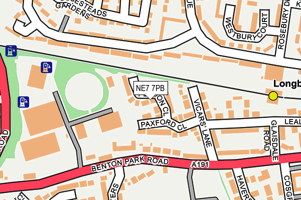 NE7 7PB map - OS OpenMap – Local (Ordnance Survey)