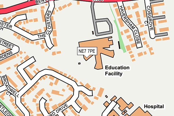 NE7 7PE map - OS OpenMap – Local (Ordnance Survey)