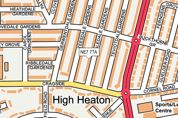 NE7 7TA map - OS OpenMap – Local (Ordnance Survey)