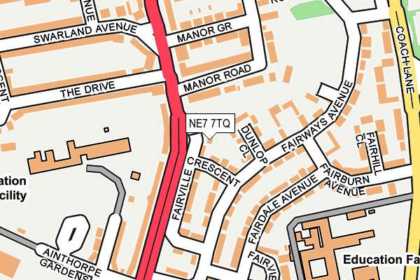 NE7 7TQ map - OS OpenMap – Local (Ordnance Survey)