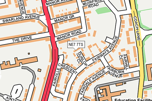 NE7 7TS map - OS OpenMap – Local (Ordnance Survey)