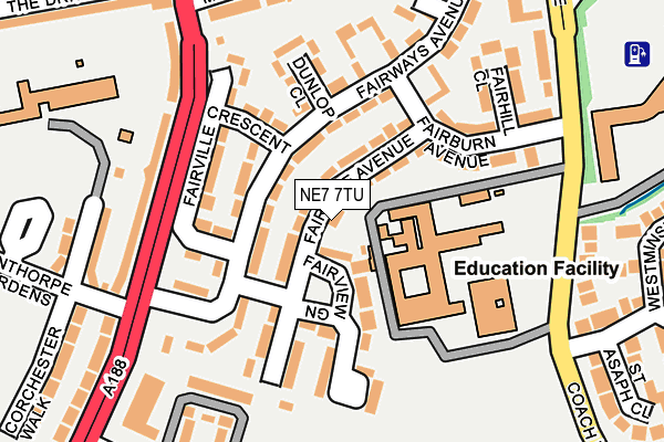 NE7 7TU map - OS OpenMap – Local (Ordnance Survey)