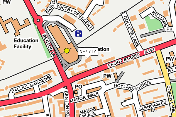 NE7 7TZ map - OS OpenMap – Local (Ordnance Survey)