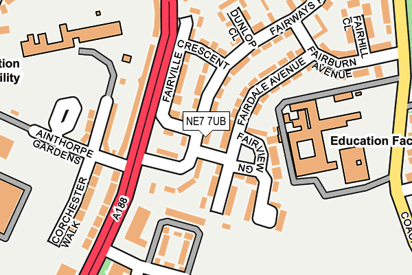 NE7 7UB map - OS OpenMap – Local (Ordnance Survey)