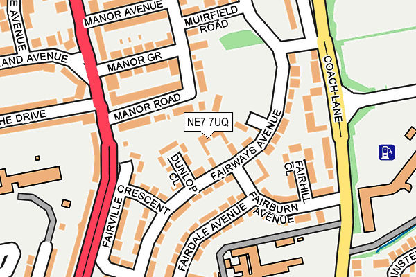 NE7 7UQ map - OS OpenMap – Local (Ordnance Survey)