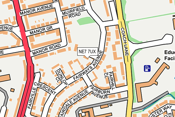 NE7 7UX map - OS OpenMap – Local (Ordnance Survey)