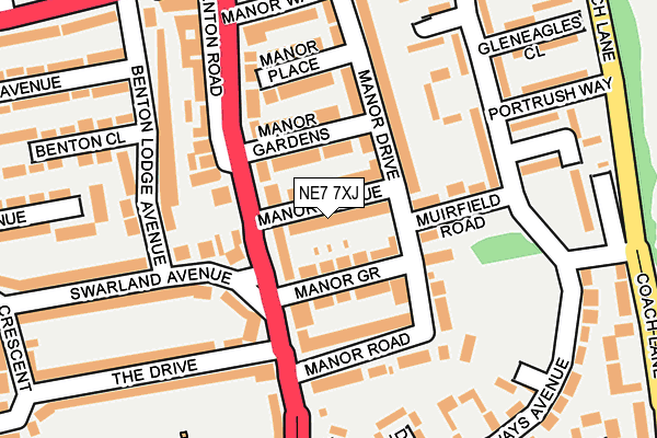 NE7 7XJ map - OS OpenMap – Local (Ordnance Survey)