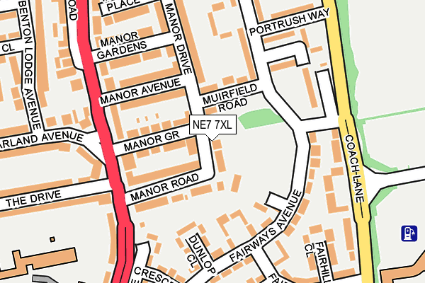 NE7 7XL map - OS OpenMap – Local (Ordnance Survey)