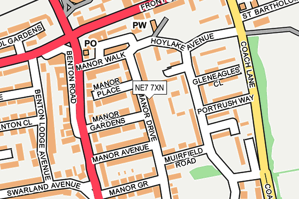 NE7 7XN map - OS OpenMap – Local (Ordnance Survey)