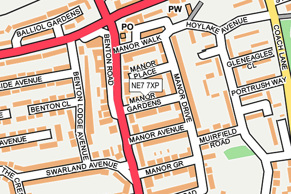 NE7 7XP map - OS OpenMap – Local (Ordnance Survey)