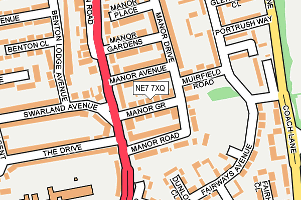 NE7 7XQ map - OS OpenMap – Local (Ordnance Survey)