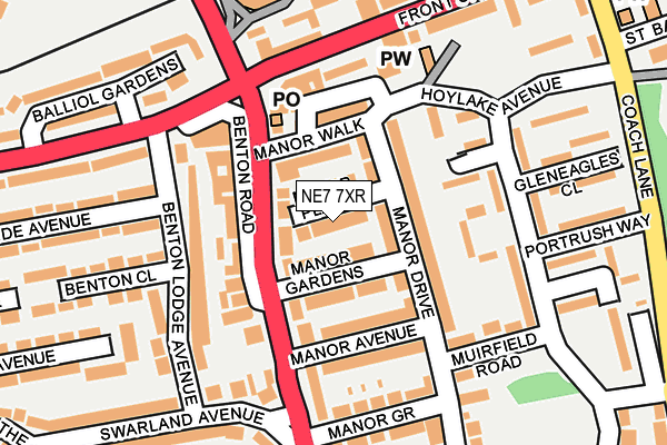 NE7 7XR map - OS OpenMap – Local (Ordnance Survey)