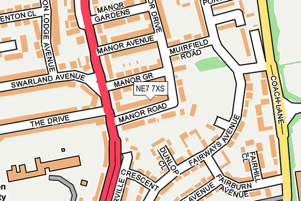 NE7 7XS map - OS OpenMap – Local (Ordnance Survey)