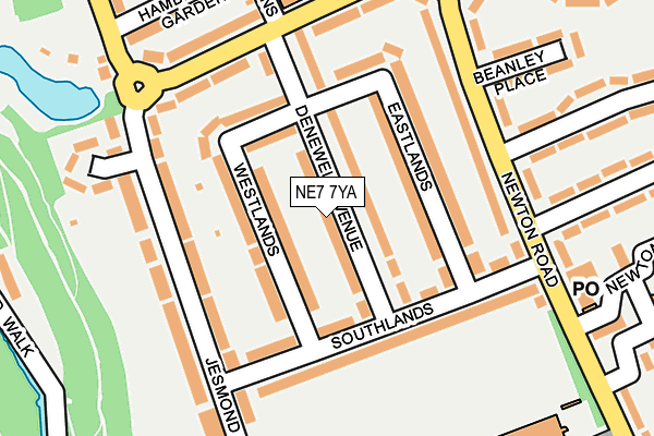 NE7 7YA map - OS OpenMap – Local (Ordnance Survey)