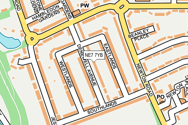 NE7 7YB map - OS OpenMap – Local (Ordnance Survey)
