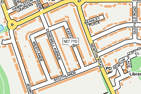 NE7 7YD map - OS OpenMap – Local (Ordnance Survey)