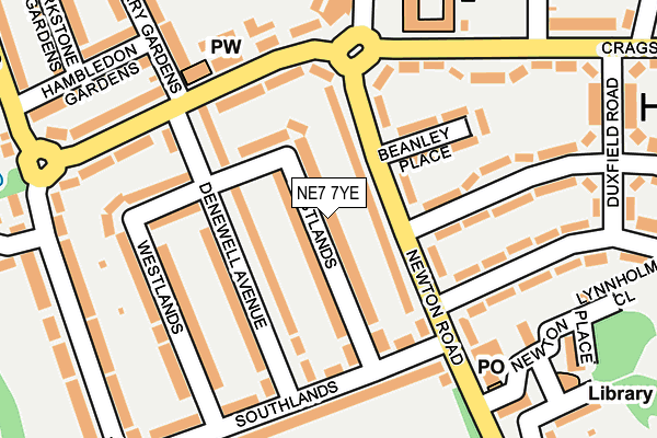 NE7 7YE map - OS OpenMap – Local (Ordnance Survey)