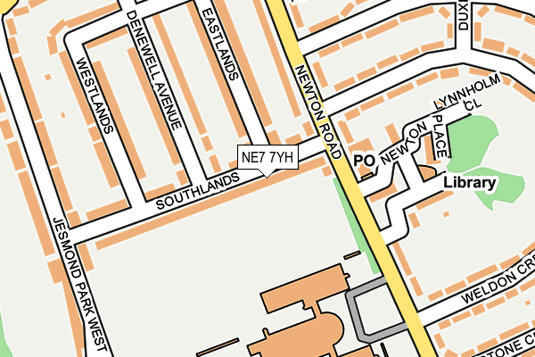 NE7 7YH map - OS OpenMap – Local (Ordnance Survey)